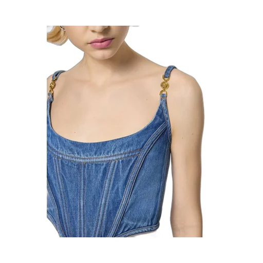 Medusa '95 Cropped Denim Corset Top