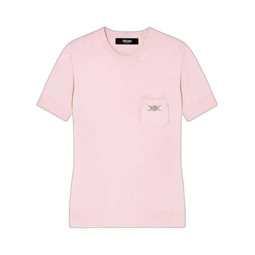Medusa-Plaque Short-Sleeved Knitted Top