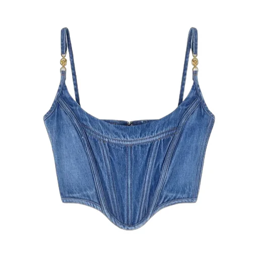 Medusa '95 Cropped Denim Corset Top