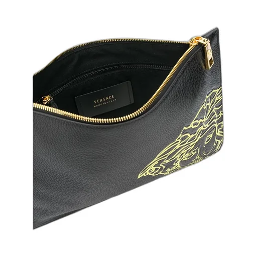 Embroidered Medusa Leather Clutch Bag