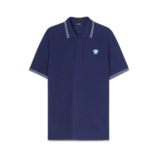 Medusa-Embroidered Short-Sleeved Polo Shirt
