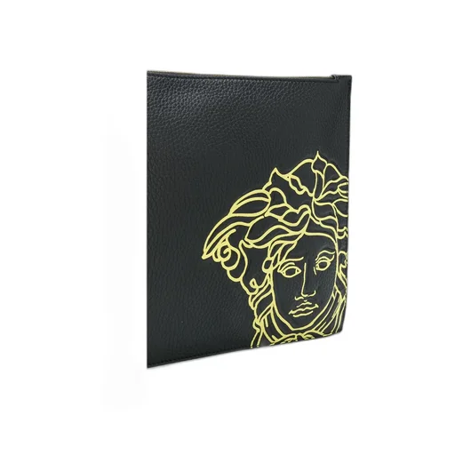 Embroidered Medusa Leather Clutch Bag