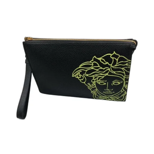 Embroidered Medusa Leather Clutch Bag