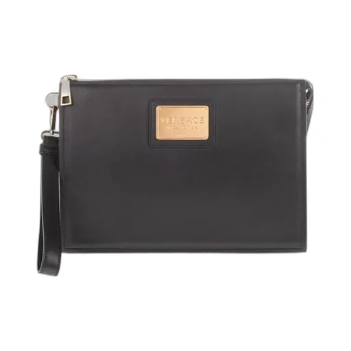 Metal Logo Zipper Handbag