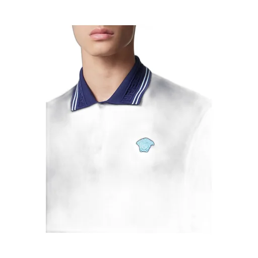 Medusa-Embroidered Short-Sleeved Polo Shirt