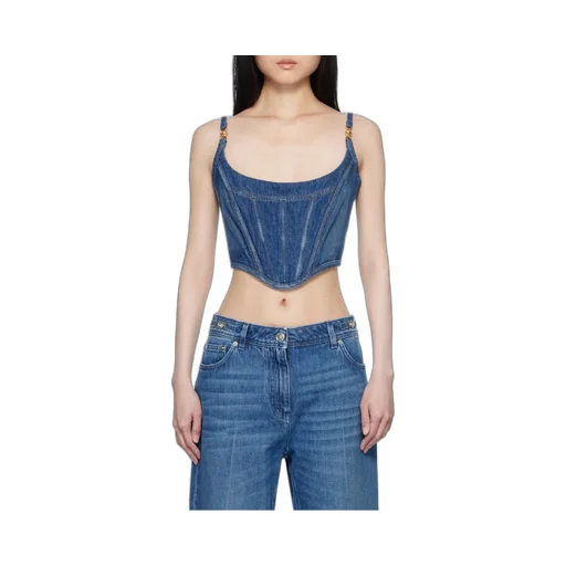 Medusa '95 Cropped Denim Corset Top