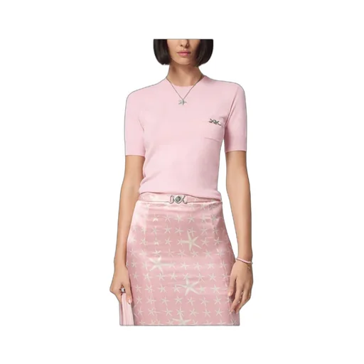 Medusa-Plaque Short-Sleeved Knitted Top