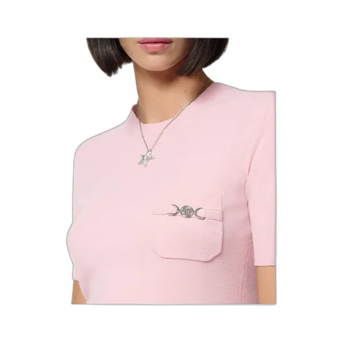 Medusa-Plaque Short-Sleeved Knitted Top