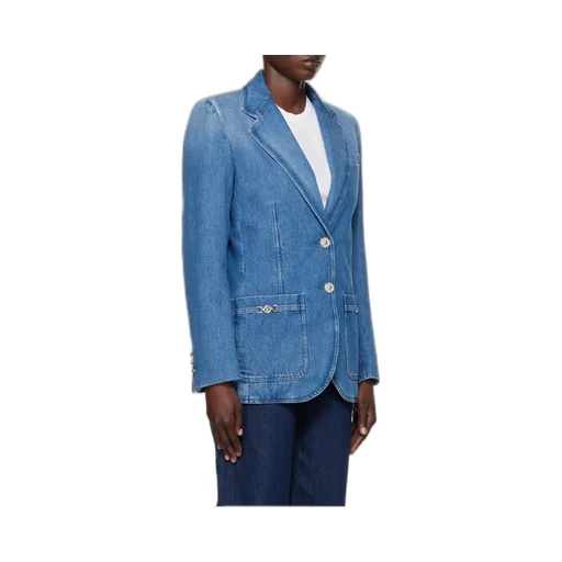 Single-Breasted Tailored Denim Blazer