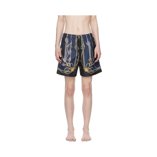 Nautical-Printed Drawstring Swim Shorts