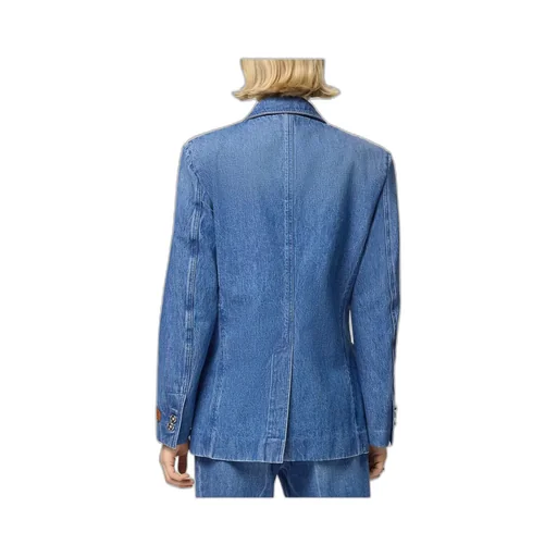 Single-Breasted Tailored Denim Blazer