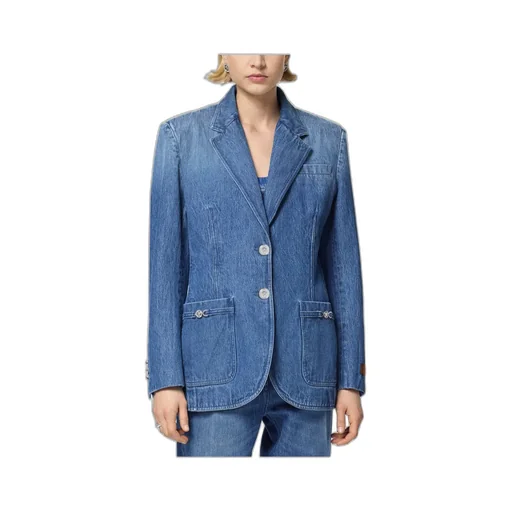 Single-Breasted Tailored Denim Blazer