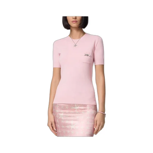 Medusa-Plaque Short-Sleeved Knitted Top