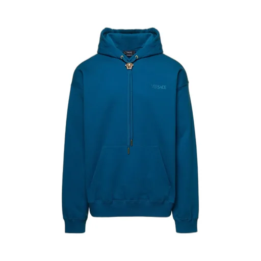 Medusa-Drawstring Rib-Trimmed Hoodie