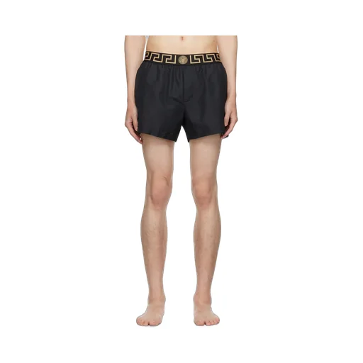 Greca Border Elasticated Waistband Swim Shorts