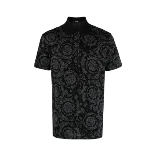 Barocco-Jacquard Short-Sleeved Polo Shirt