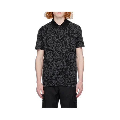 Barocco-Jacquard Short-Sleeved Polo Shirt