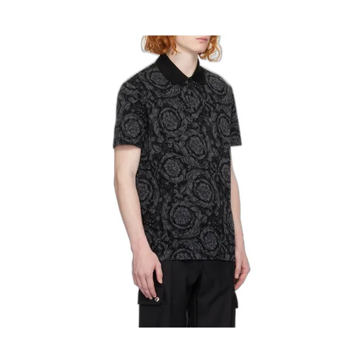 Barocco-Jacquard Short-Sleeved Polo Shirt