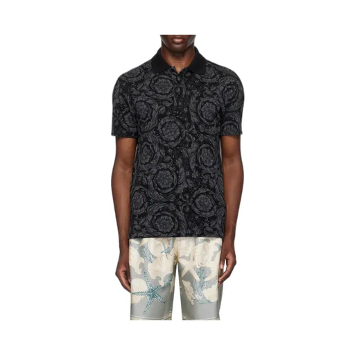 Barocco-Jacquard Short-Sleeved Polo Shirt