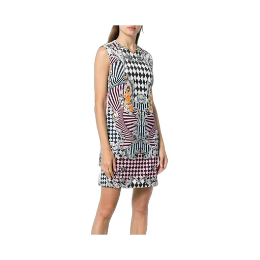 Color Plaid Baroque Printed Dress