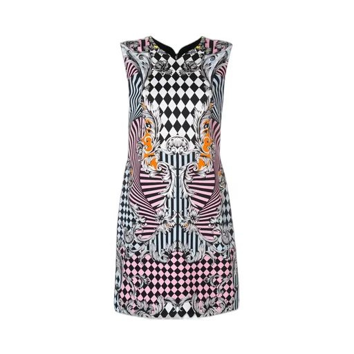 Color Plaid Baroque Printed Dress