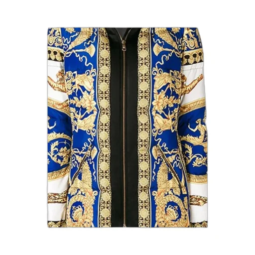 Printed Zipper Casual Jacket