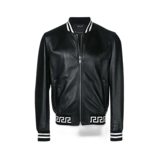 Zippered Leather Bomber Jacket