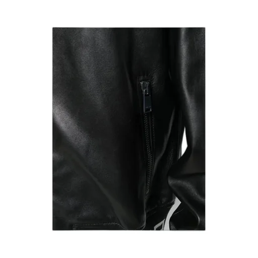 Zippered Leather Bomber Jacket