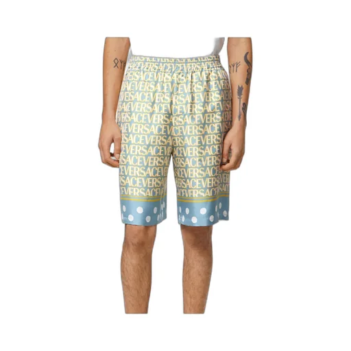 All-Over Logo Printed Knee-Length Shorts