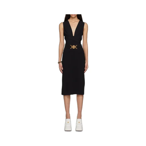 V-Neck Sleeveless Midi Dress