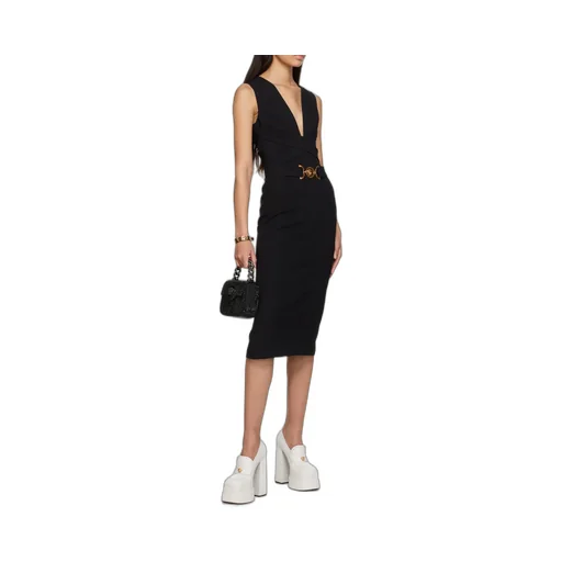 V-Neck Sleeveless Midi Dress