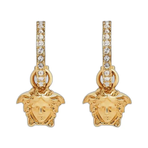 Medusa Pendant Embellished Hoop Earrings