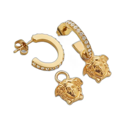 Medusa Pendant Embellished Hoop Earrings