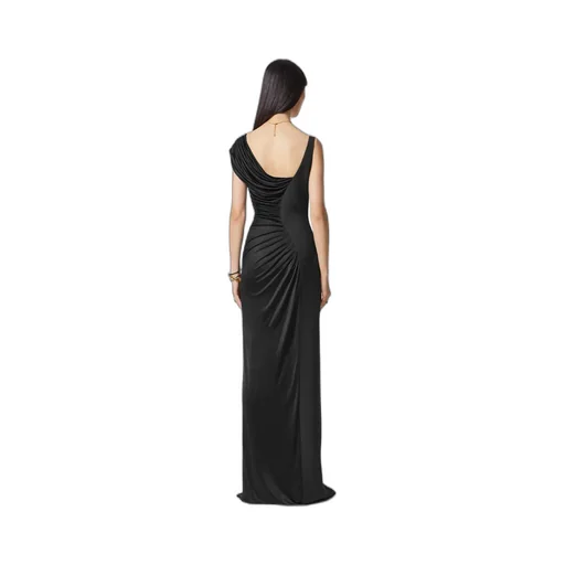 Medusa Head Logo Plaque Side-Slit Maxi Dress