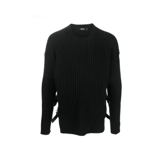 Side-Slit Crewneck Ribbed Jumper