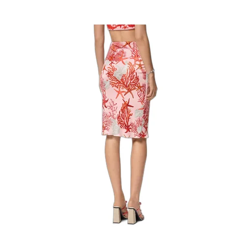 Barocco Sea High-Waist Gathered Midi Skirt