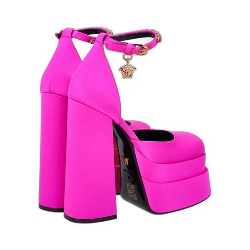 Medusa Head Charm Satin Platform Pumps