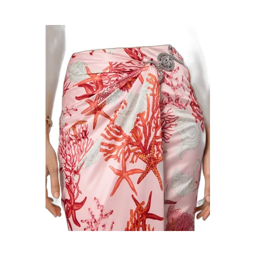 Barocco Sea High-Waist Gathered Midi Skirt