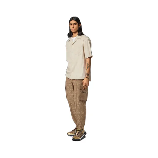 Allover Logo-Printed Mid-Rise Cargo Trousers