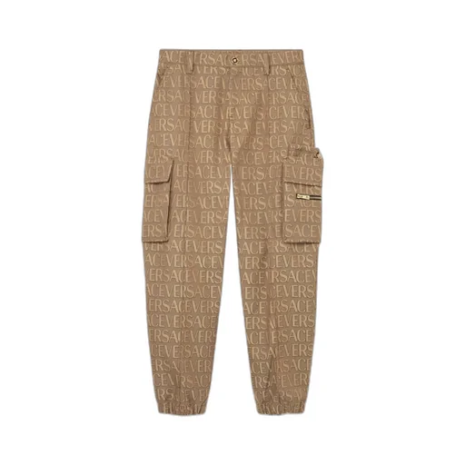 Allover Logo-Printed Mid-Rise Cargo Trousers