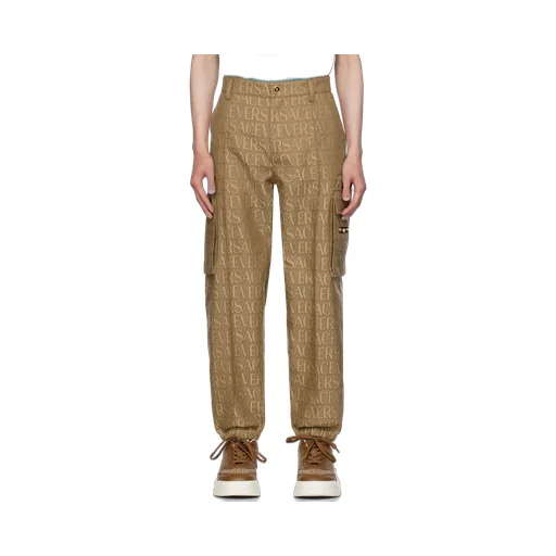 Allover Logo-Printed Mid-Rise Cargo Trousers