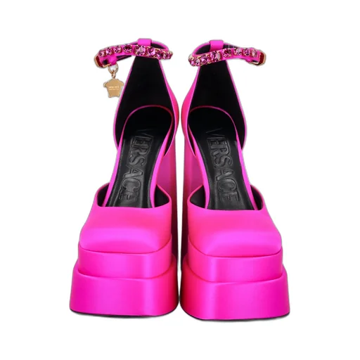 Medusa Head Charm Satin Platform Pumps