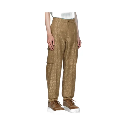 Allover Logo-Printed Mid-Rise Cargo Trousers