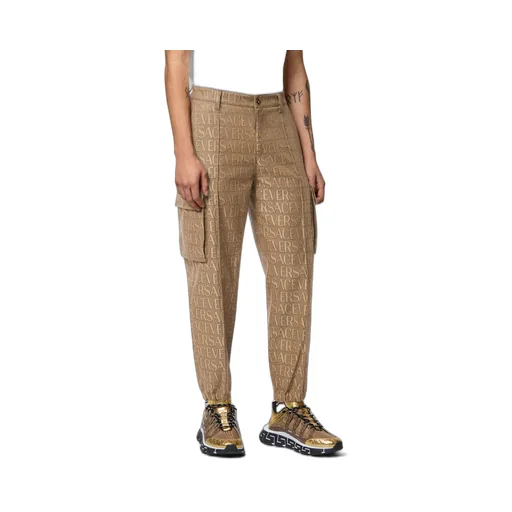 Allover Logo-Printed Mid-Rise Cargo Trousers