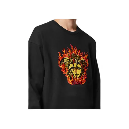 Medusa Flame-Embroidered Crewneck Sweatshirt