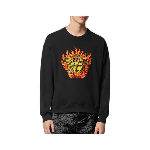 Medusa Flame-Embroidered Crewneck Sweatshirt