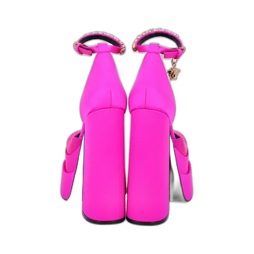 Medusa Head Charm Satin Platform Pumps