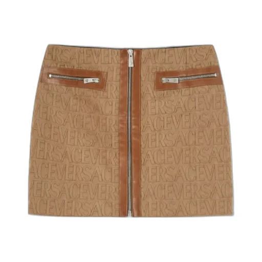 Logo Jacquard Zipped Mini Skirt