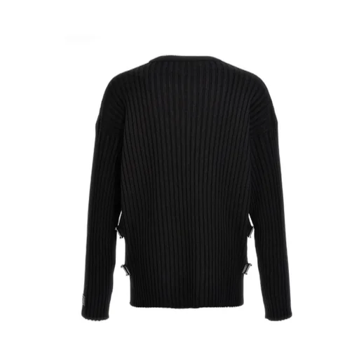 Side-Slit Crewneck Ribbed Jumper
