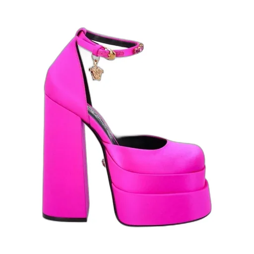 Medusa Head Charm Satin Platform Pumps